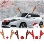 Christmas Reindeer Car Costume Christmas Antlers Car Reindeer Antlers & Nose Auto Accessories Decoration Kit for Truck SUV Truck