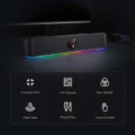 Redragon GS560 Adiemus RGB USB Desktop Soundbar, 2.0 Channel Computer Speaker with Dynamic Lighting Bar Audio-Light Sync/Display - Image 2