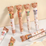 10 Colors Ballpoint Pen Cartoon Bear 0.5mm Colorful Ink Gel Pens Silicone Kawaii Pens School Office Supplies Korean Stationery - Image 3