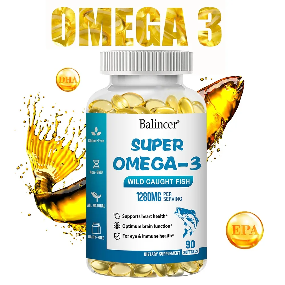 kf-S1d1811f3d4544990aba69f175987d065w OMEGA 3 Fish Oil Supplement - Rich in EPA & DHA, Supports Brain Health, Heart - Immune System, Eyes, Skin, 90 Capsules - Image 1