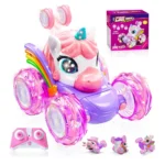 Unicorn Remote Control Car for Girls, 360° Rotating 4WD Stunt RC Cars with Cute Lights, Rechargeable Toys-Kid Birthday Gifts