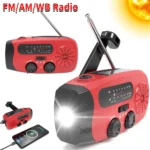 Multifunctional Solar Hand Crank Radio FM AM WB Weather Radio 2000mAh USB Charging Emergency LED Flashlight Power Bank ﻿