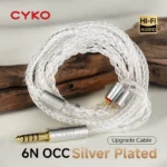 CYKO HIFI Earphone Cable 8 Core 6N Single-Crystal Copper Silver-Plated Cable 3.5/4.4mm MMCX/0.78mm 2Pin IEM Upgrade Cables