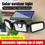 Solar Powered Outdoor Motion Sensor with Adjustable Head for Human Body Sensing Lighting for Garages Porches Streetlights