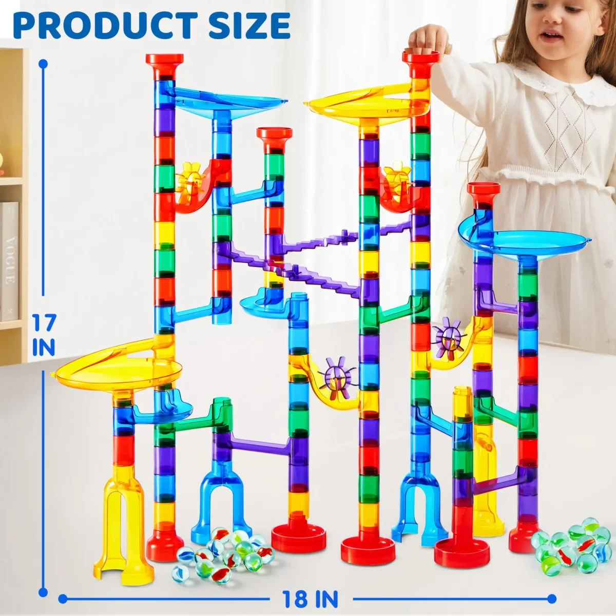 Joyfy 150 Pcs Glowing Marble Run Construction Building Blocks Toys with 5 Glow Marbles for Kids Birthday Christmas Gift - Image 5
