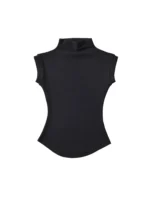 Women Summer Sexy Turtleneck Sleeveless T-Shirts Tops Solid Slim Fit Pullovers Causal Tees Shirts Female Streetwear Basics Tees - Image 2