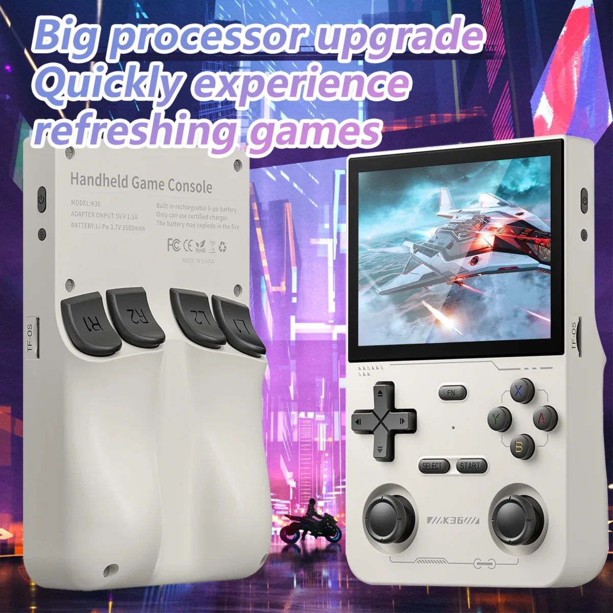 GAMINJA K36 Handheld Game Console 3.5Inch IPS 640x480 Screen Built in 64GB Simulator Games Games Portable Handheld Game Console - Image 3