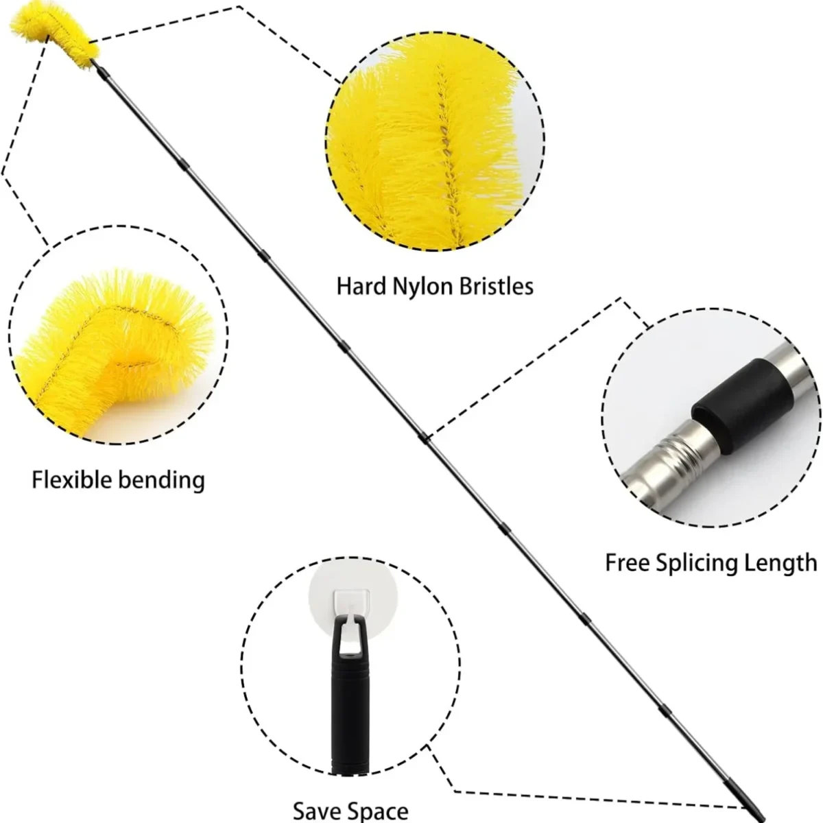 Gutter Cleaning Tools 10.5 Feet Long Gutter Cleaning Tools with 8 Stainless Steel Tubes and 2 Brushes Gutter Cleaner Ability - Image 3