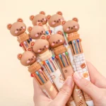 10 Colors Ballpoint Pen Cartoon Bear 0.5mm Colorful Ink Gel Pens Silicone Kawaii Pens School Office Supplies Korean Stationery