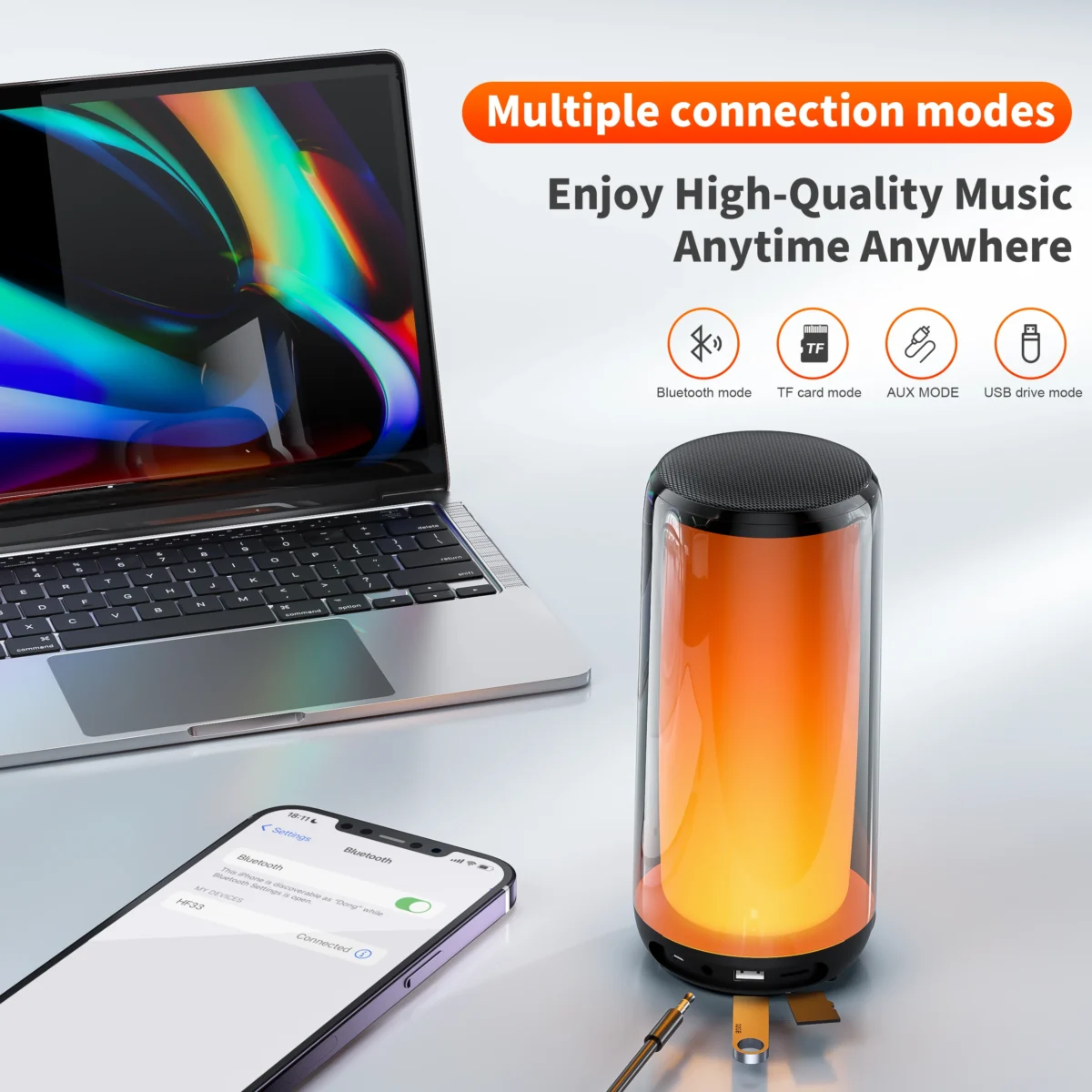 QERE Bluetooth Speaker with Hi-Res 10W Audio,Wireless HiFi Portable Speaker IPX5 Waterproof,Outdoor Multiple connection modes, - Image 4