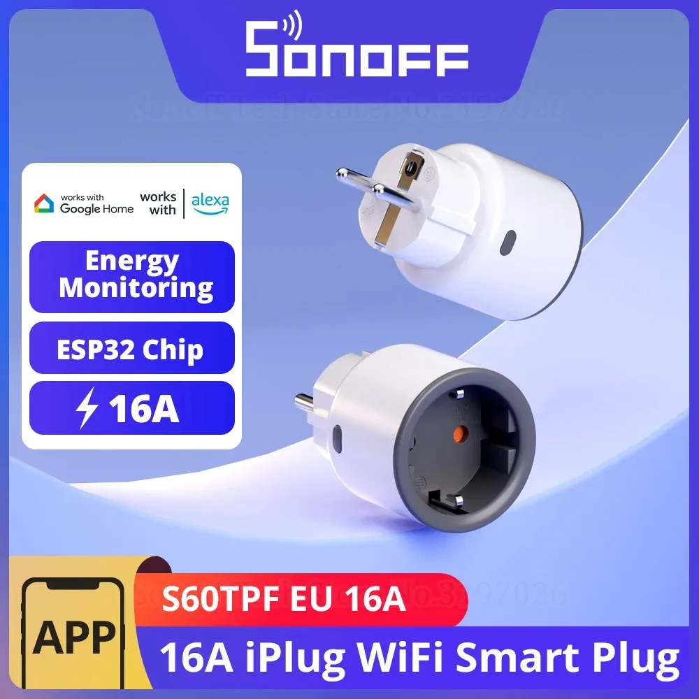 kf-S5b6fe9db9bda4779b5b747a5cf769272o SONOFF S60 EU SONOFF Wifi Socket Wifi Smart Socket Overload Protection Timer Smart Scene Remote Control Via EWeLink Alexa Google - Image 1