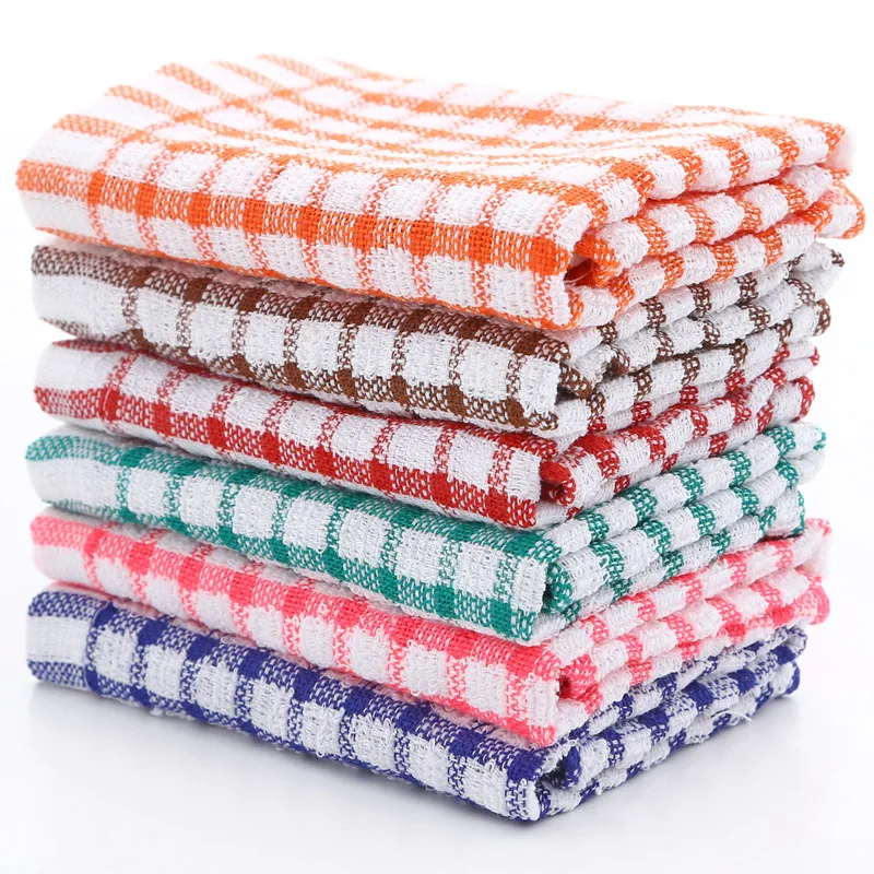 kf-S77da6eb0b9c5483d855c67312560dcd0r 6Pcs Cotton Kitchen Tea Towels Absorbent Lint Free Catering Restaurant Cloth Dish Towels Cleaning Cloth Kitchen Cleaning Towel - Image 1