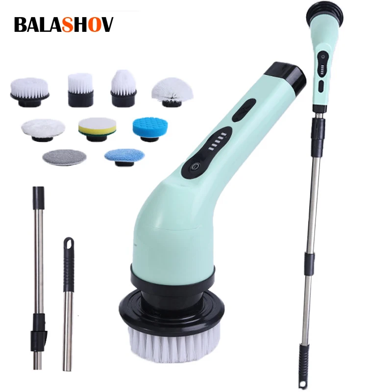 kf-S7852825955bf4ad0ba5d4c1ce222116fw 9-in-1 Electric Cleaning Brush Electric Spin Cleaning Scrubber Electric Cleaning Tools Parlour Kitchen Bathroom Cleaning Gadgets - Image 1