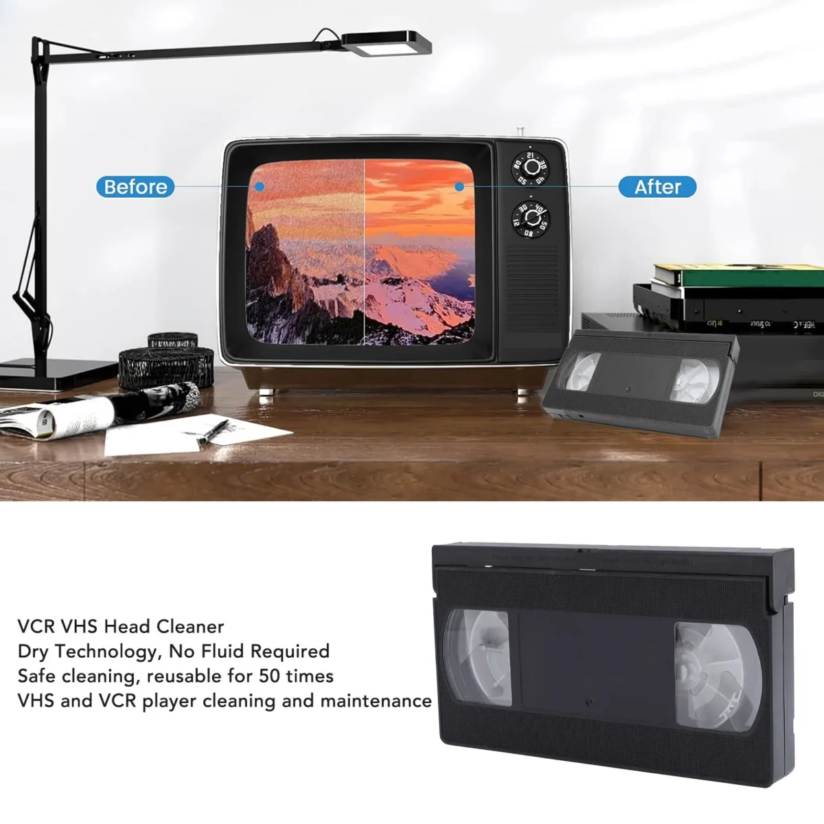 VCR Head Cleaner VCR VHS Head Cleaner Reusable Video Player Head Cleaning Tool Dry Technology No Fluid Required VHS Head Cleaner - Image 4