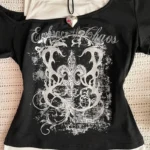 Women's 90s Vintage Punk T-Shirt Summer Streetwear Sexy Short Sleeve Gothic Slim Crop Top Hotgirl Casual Femme Tee Harajuku Y2k - Image 3