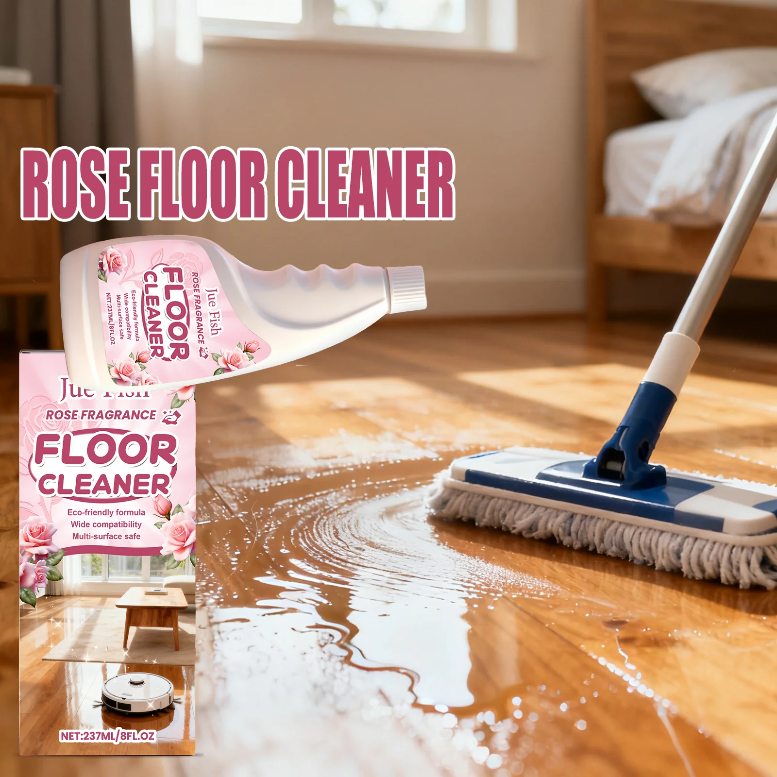 kf-Sa058a83278ff478d9e77c5af038b8c2dW Jue Fish Concentrated Wood Floor Cleaner And Polish For Hardwood Laminate Tile Cleaning Restores Shine Removes Stains Dust Pet - Image 1