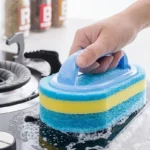 Household Cleaning Brush With Handle Dish Soap Bathroom Kitchen Tub Thicken Scrubbing Sponge Wipe Durable Tools Accessories Home - Image 4