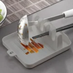 Kitchen spatula rack Soup spoon mat chopsticks rack Household countertop spatula drain pot lid rack gray 1