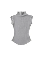 Women Summer Sexy Turtleneck Sleeveless T-Shirts Tops Solid Slim Fit Pullovers Causal Tees Shirts Female Streetwear Basics Tees - Image 3