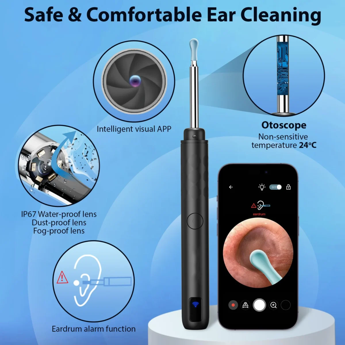 Smart Visual Ear Cleaner Set with Camera 1296P Ear Sticks Ear Wax Removal Tool HD LED Lights Earpick Endoscope Health Care - Image 2