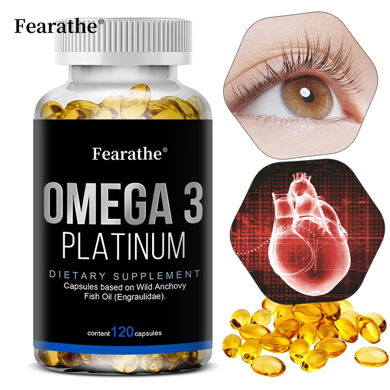 kf-Saf64730c916747e99ae1c7ff35391d63e Omega 3, Fish Oil Supplement, Wild Anchovies, Heart Health, Brain Development, Dietary Supplement, 120 Capsules - Image 1