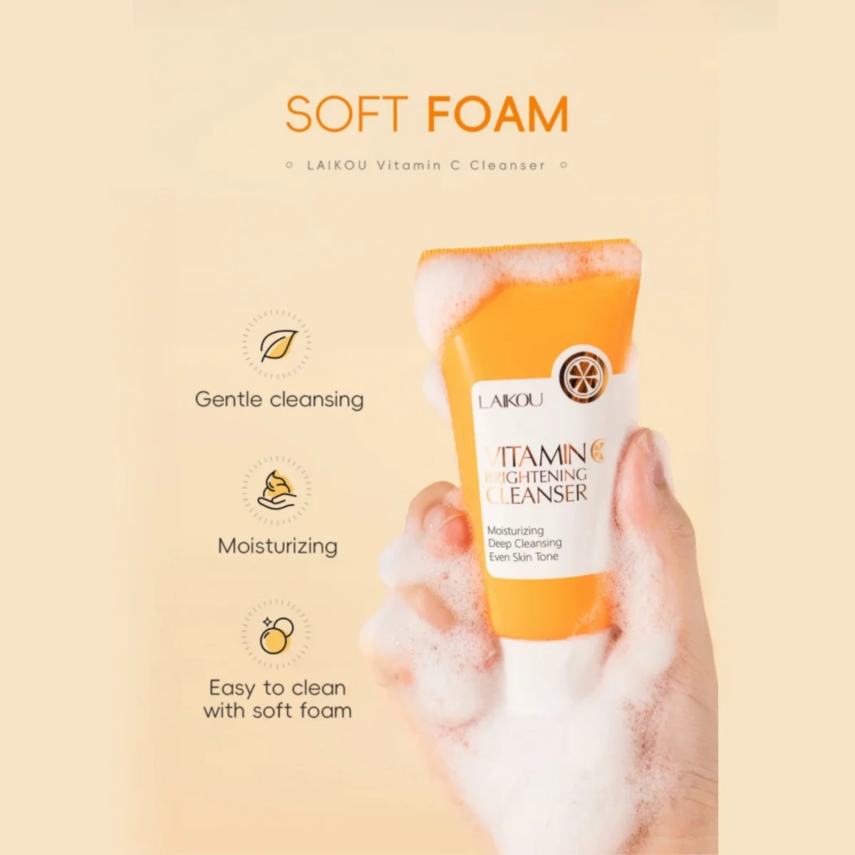 Vitamin C Facial Cleanser 50g Hydrating Moisturizing Deep Cleanse Refines Pores Brightening Skin Care Product korean skin care - Image 2