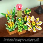 EDUCIRO Flower Plant Bonsai Building Set, 9pcs of Succulent Building Toy Blocks, for Home Decoration, Christmas Gifts - Image 4