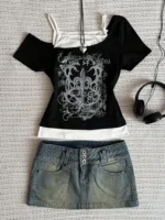 Women's 90s Vintage Punk T-Shirt Summer Streetwear Sexy Short Sleeve Gothic Slim Crop Top Hotgirl Casual Femme Tee Harajuku Y2k - Image 4