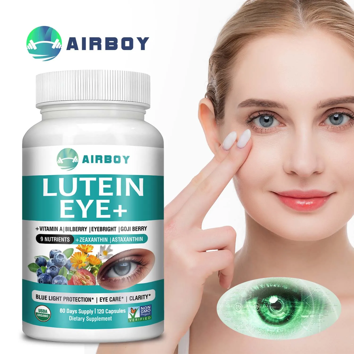 kf-Sc7b6851c368047a5a1d6255241756461W Lutein Eyes - with Bilberry Extract and Zeaxanthin - Support Eye Strain and Vision Health, Macular Health - 120 Capsules - Image 1