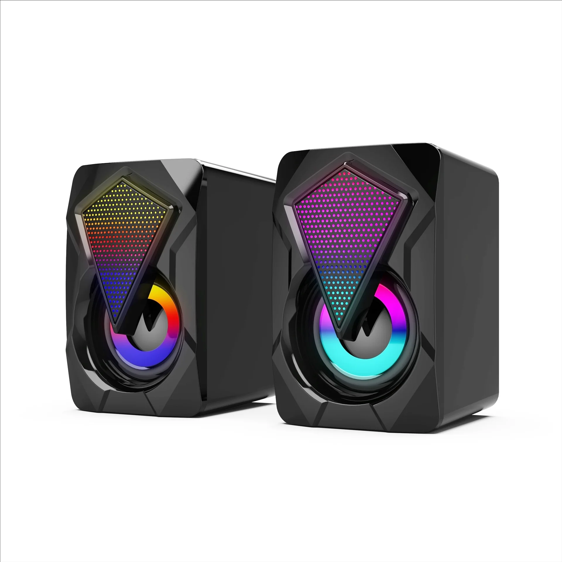 kf-Sceab41bdbc504ea49040ba492972f204M New X2 computer speaker, illuminated desktop laptop, multimedia mini wired RGB speaker - Image 1