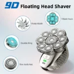 4D Head Shavers for Bald Men, Upgraded 9 Floating Heads 6-in-1 Rechargeable Waterproof Wet Dry Bald Head Shavers for Men - Image 3