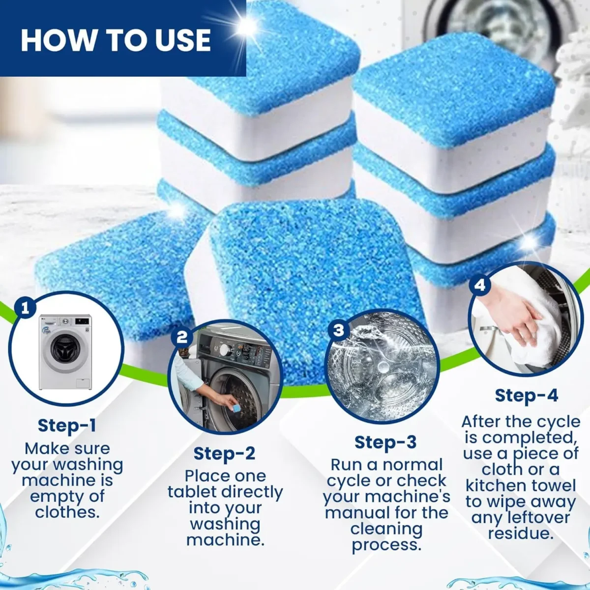 12/24Pcs Washing Machine Cleaner Tablets Penetrating Deep Clean Washer Cleaner Tablets For Front Loader And Top Load HE - Image 6