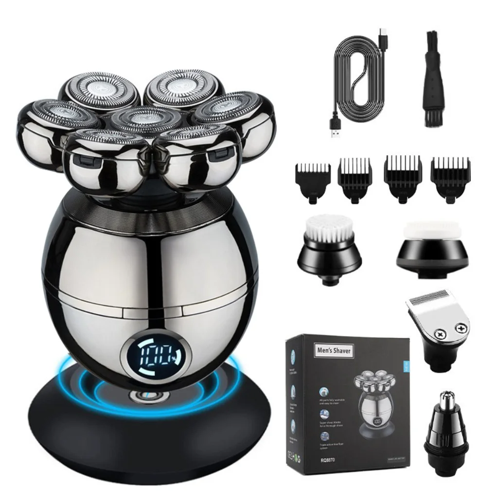 kf-Sed293addeaed49a992d29b57d7e8c90aK Electric Shaver 7D Floating Cutter Head Base Charging Portable Men Beard Trimmer Clipper Skull Shaver Waterproof Shaving - Image 1