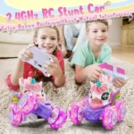 Unicorn Remote Control Car for Girls, 360° Rotating 4WD Stunt RC Cars with Cute Lights, Rechargeable Toys-Kid Birthday Gifts - Image 2