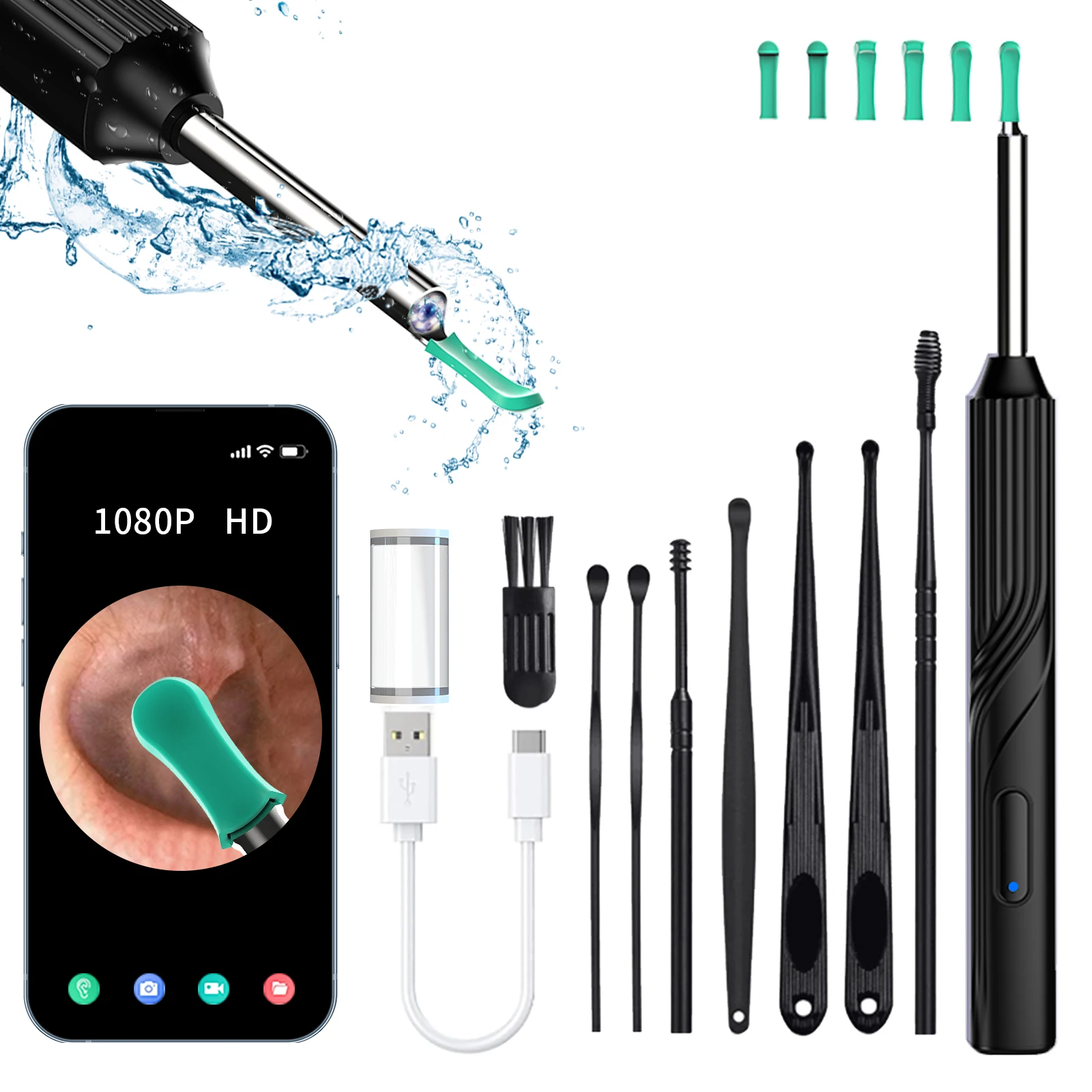 kf-Sfbe6c29b2f0040188f6128ca72396b9ap Earwax Remover Cleaning Tool Ear Endoscope with Mini Camera USB C Charging Earpick Health Care Set for iphone Android Best Gift - Image 1