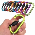 4Pcs Aluminum Carabiner Clips with Screw Gate 7.5mm Diameter Hiking Outdoor Camping EDC Equipment Safety D-Lock Clip Hooks