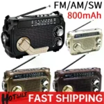 Portable AM/FM/SW Radio Solar Hand Crank Emergency Radio Support USB TF Card 800mAh Multi Band Radio with LED Flashlights