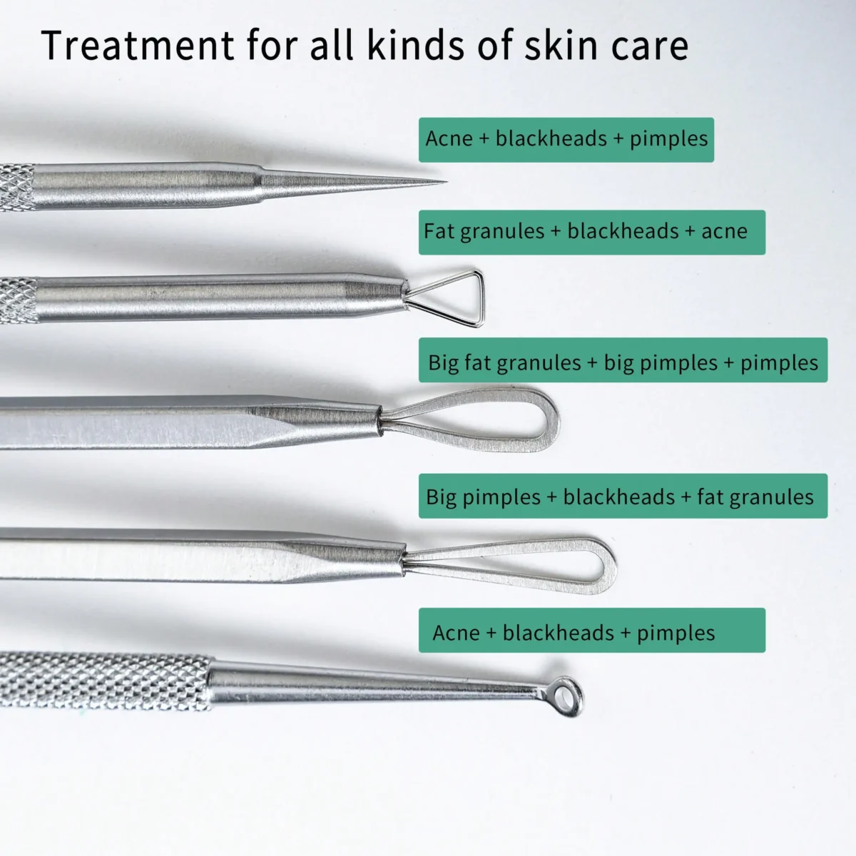 Stainless Steel Blackhead Pore Acne Remover Tool Kit,Professional Facial Cleansing Care Set With Storage Box,Blackhead Extractor - Image 3