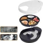 Cat Wet Food Automatic Feeder with Cooling, Semiconductor Refrigeration, with Timer, 5 Food Compartments for 330g Pet Food Each