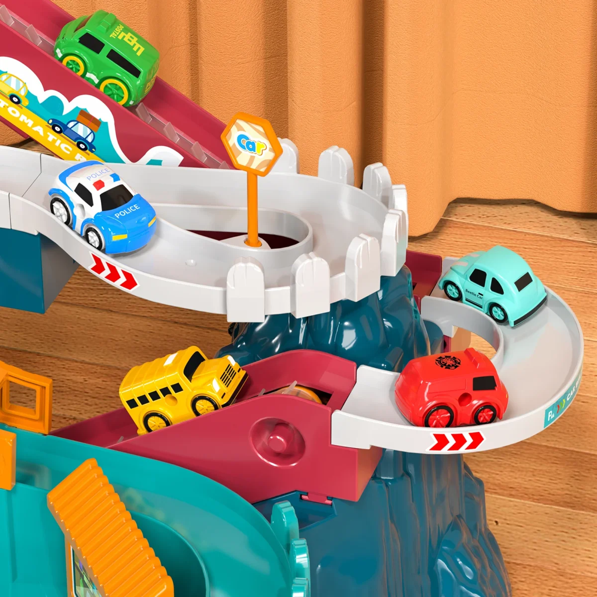 Boys Dinosaur Race Track Playset - Dinosaur Rolling Hill Car Track Cars Ramp Track Toys Toys Mountain Track, Mini Cars For Kids - Image 3