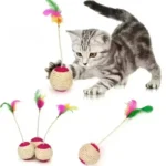 1PC Pet Cat Toy Colorful Feather Blanket Ball Grinding Claw Interactive Play Ball Cat Toy Sisal Shuttlecock Ball