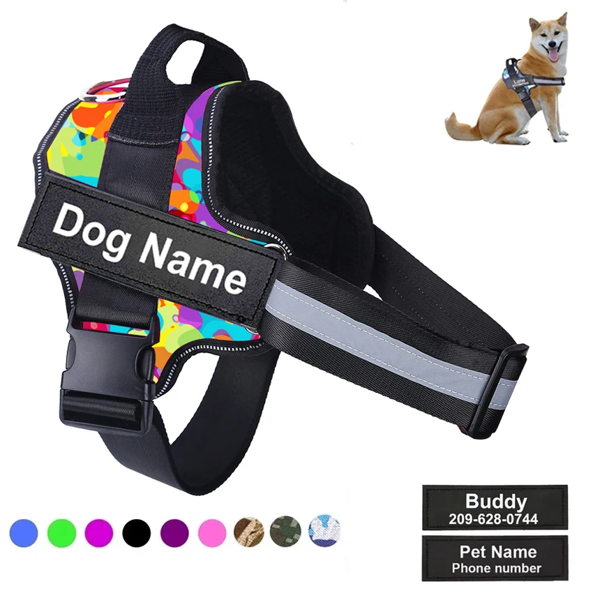 kf-S91d69424c4224e5ab6dfe92c09b83ba9x Dog Harness NO PULL Reflective Breathable Adjustable Pet Harness Vest with ID Custom Patch Outdoor Walking Dog Supplies - Image 1