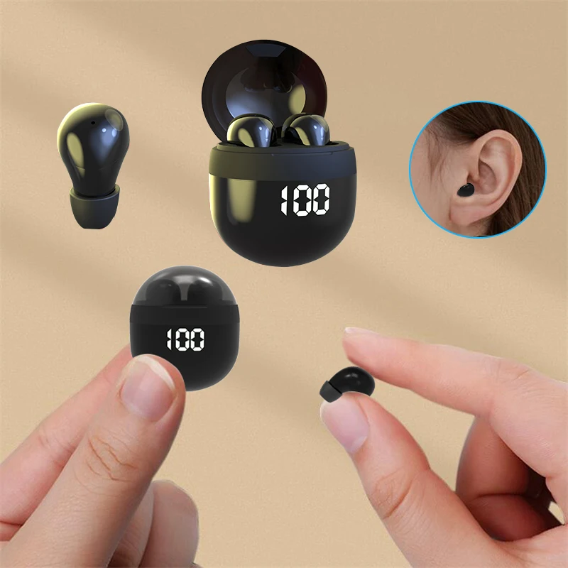 kf-Sdc09bc82d30241be9697eccf13cde71br Invisible Headphones TWS Mini Earphones Wireless Bluetooth 5.3 Earbuds with Microphone Noise Reduction In-Ear Headset for Phone - Image 1
